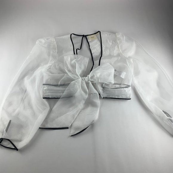 Anthropologie Maeve Sheer Bow Front Jacket L - Picture 2 of 8